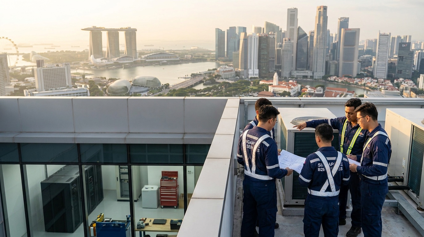 Singapore commercial business district skyline at golden hour